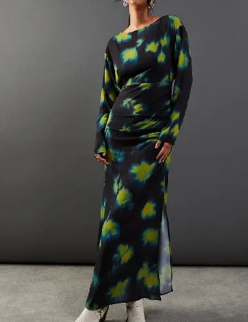 Rochie lunga WAREHOUSE, negru/verde
