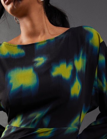 Rochie lunga WAREHOUSE, negru/verde