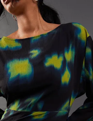 Rochie lunga WAREHOUSE, negru/verde