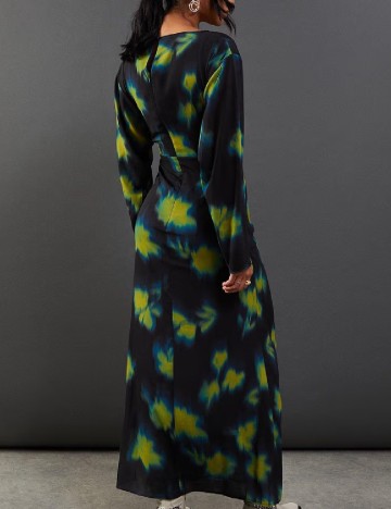 Rochie lunga WAREHOUSE, negru/verde