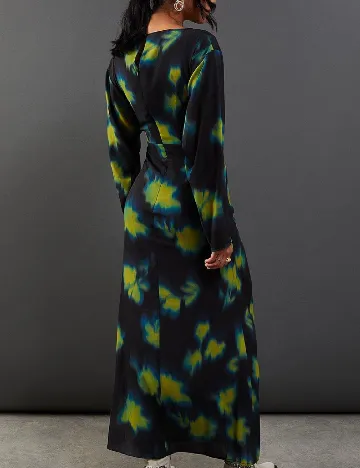 Rochie lunga WAREHOUSE, negru/verde