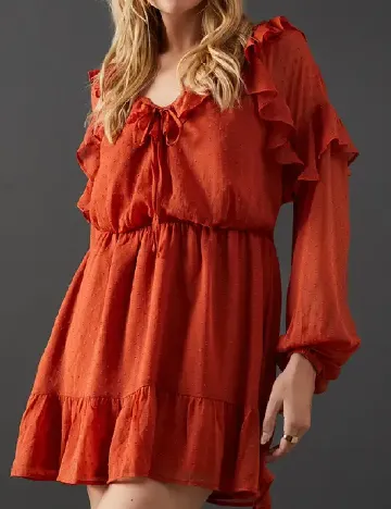 Rochie scurta WAREHOUSE, caramiziu
