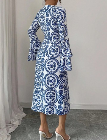 Rochie medie SHEIN, alb/albastru