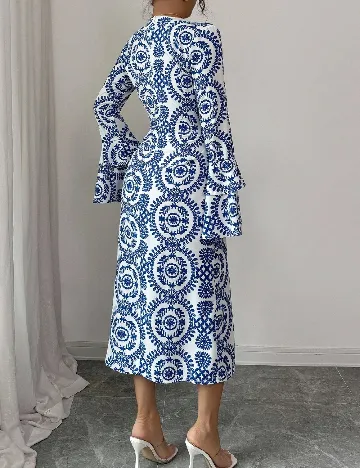 Rochie medie SHEIN, alb/albastru