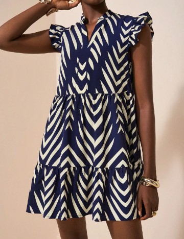 Rochie scurta SHEIN, bleumarin/crem