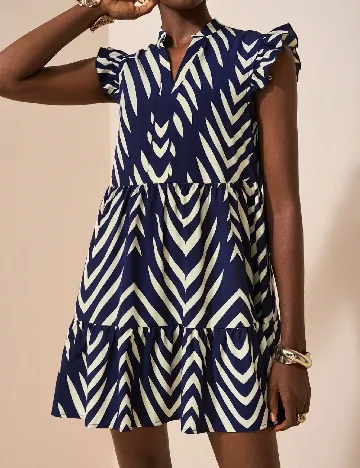 Rochie scurta SHEIN, bleumarin/crem