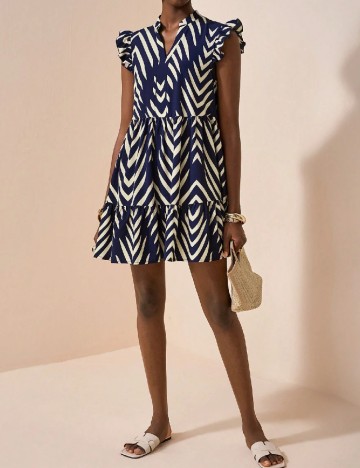 Rochie scurta SHEIN, bleumarin/crem