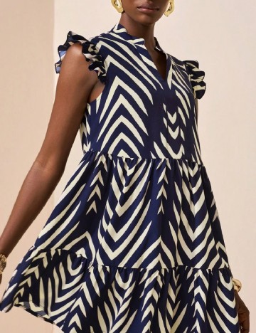 Rochie scurta SHEIN, bleumarin/crem