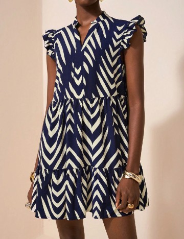 Rochie scurta SHEIN, bleumarin/crem