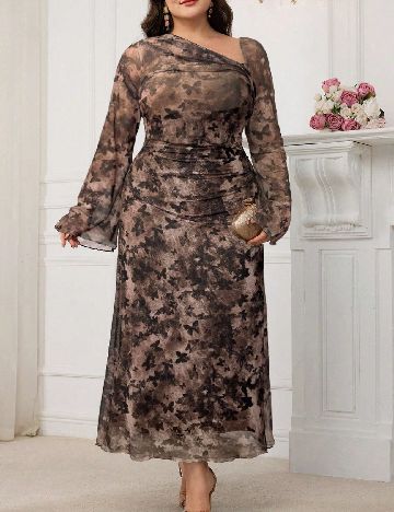 Rochie lunga SHEIN CURVE, maro
