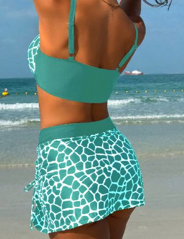 Costum de baie SHEIN, verde/alb