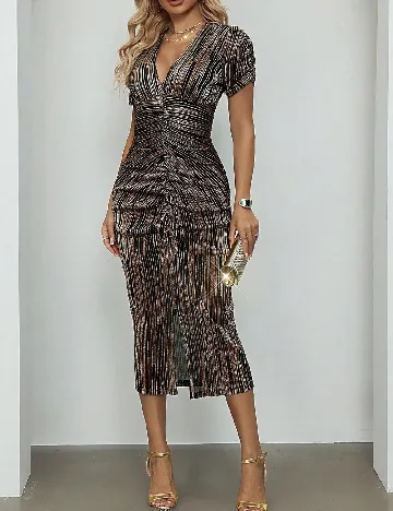 Rochie medie SHEIN, negru/auriu