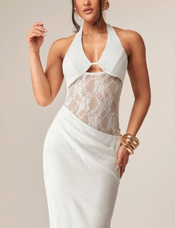 Rochie lunga Silquee, alb