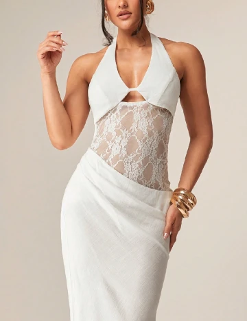 Rochie lunga Silquee, alb