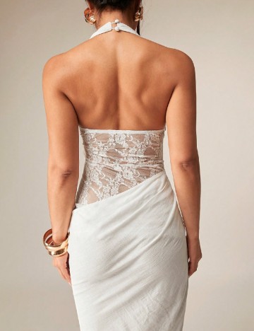 Rochie lunga Silquee, alb