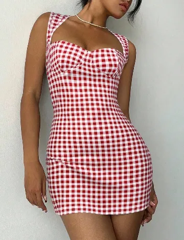Rochie scurta SHEIN, rosu/alb
