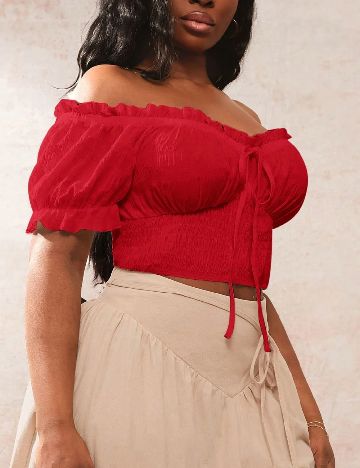 Top SHEIN CURVE, rosu