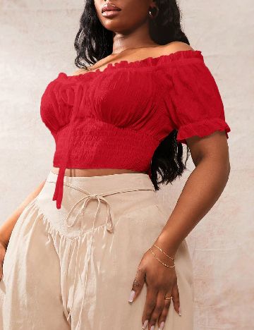 Top SHEIN CURVE, rosu