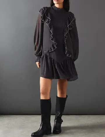 Rochie scurta WAREHOUSE, gri inchis