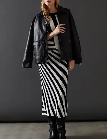 Rochie medie WAREHOUSE, alb/negru