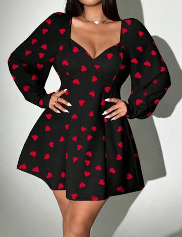Rochie scurta SHEIN CURVE, negru/rosu