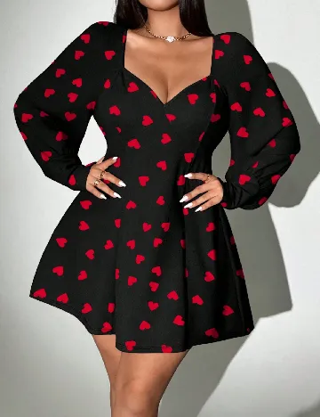 Rochie scurta SHEIN CURVE, negru/rosu