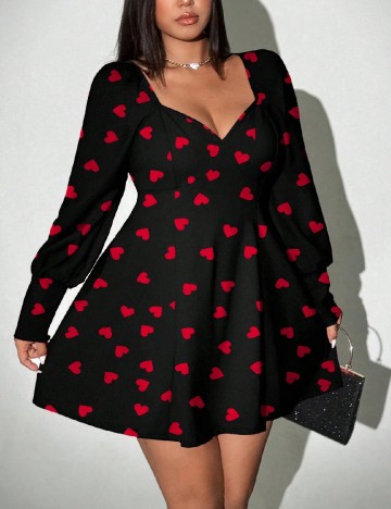 Rochie scurta SHEIN CURVE, negru/rosu