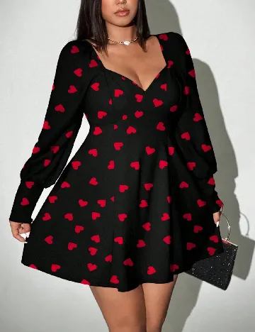 Rochie scurta SHEIN CURVE, negru/rosu