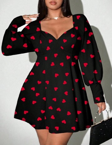 Rochie scurta SHEIN CURVE, negru/rosu