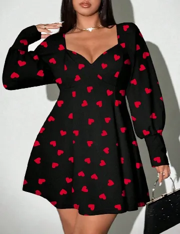 Rochie scurta SHEIN CURVE, negru/rosu
