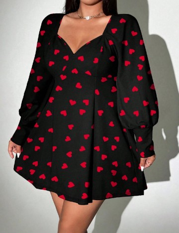 Rochie scurta SHEIN CURVE, negru/rosu