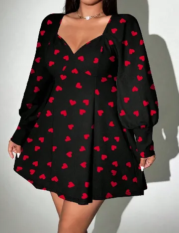 Rochie scurta SHEIN CURVE, negru/rosu