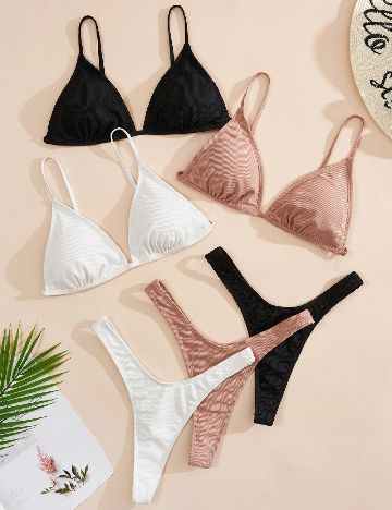 Set costume de baie 3 perechi SHEIN, mix culori