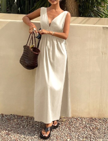 Rochie lunga Dazy, bej