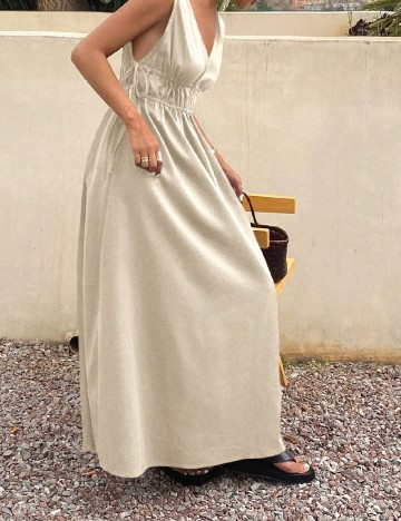 Rochie lunga Dazy, bej