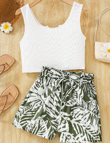 Compleu Shein Kids, verde/alb