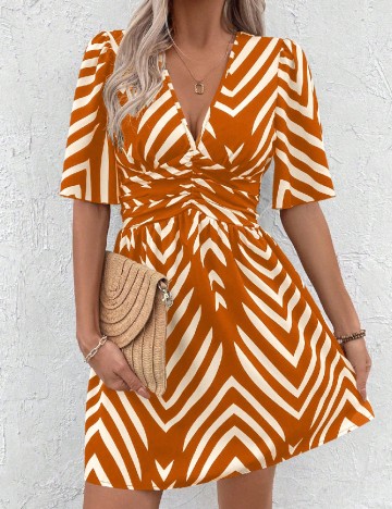 Rochie scurta SHEIN, portocaliu/crem