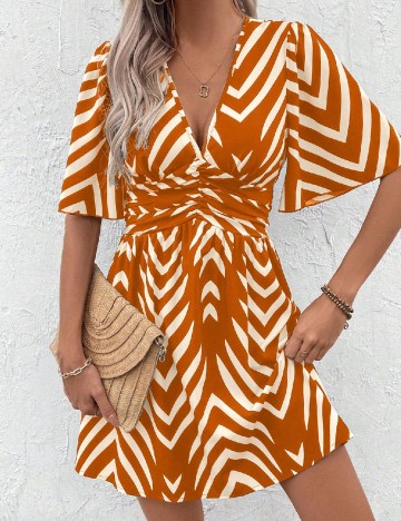 Rochie scurta SHEIN, portocaliu/crem