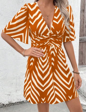 Rochie scurta SHEIN, portocaliu/crem