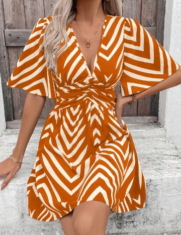 Rochie scurta SHEIN, portocaliu/crem