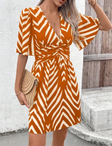 Rochie scurta SHEIN, portocaliu/crem