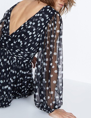 Rochie lunga WAREHOUSE, negru/alb