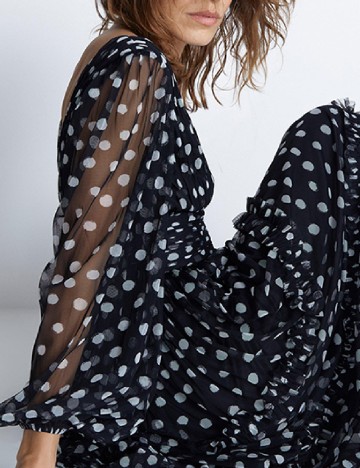 Rochie lunga WAREHOUSE, negru/alb