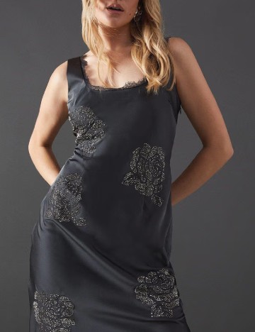 Rochie medie WAREHOUSE, gri inchis