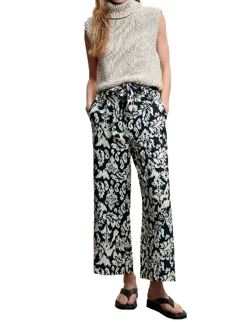 Pantaloni Mango, negru/ecru