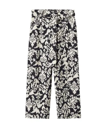 Pantaloni Mango, negru/ecru