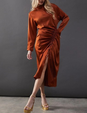 Rochie medie WAREHOUSE, caramiziu