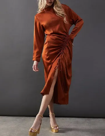 Rochie medie WAREHOUSE, caramiziu