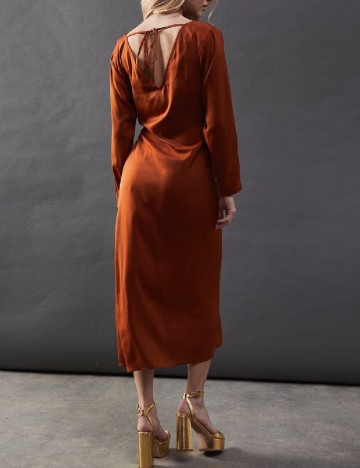 Rochie medie WAREHOUSE, caramiziu