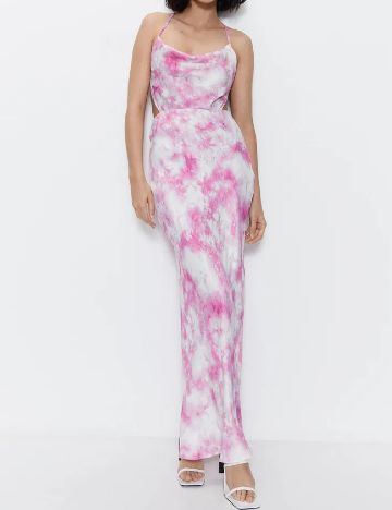 Rochie lunga WAREHOUSE, roz/alb